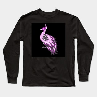 purple peacock bird with royal feathers ecopop Long Sleeve T-Shirt